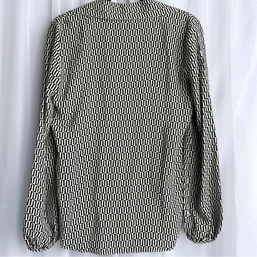 Frame - Silk Blouse, Black and White Patterned Women's Top - Picture 7 of 10